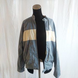 Vintage Expeditions Lightweight Blue and Cream Unisex Windbreaker Size M